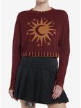 Cosmic Aura Gold Sun & Moon Girls Crop Sweater, GOLD, hi-res