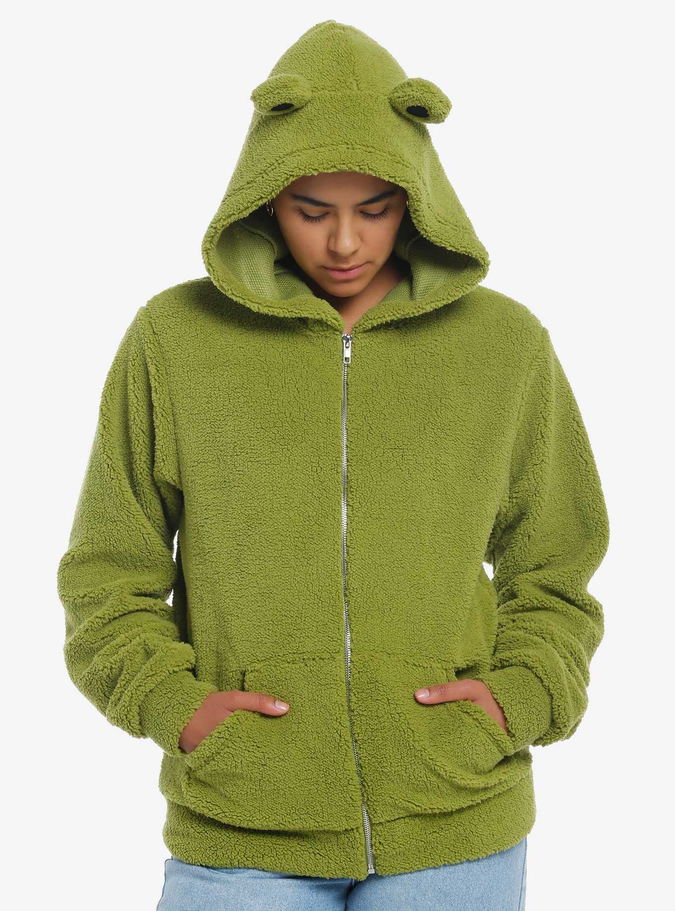 Thorn & Fable Frog Sherpa Girls Hoodie, , hi-res