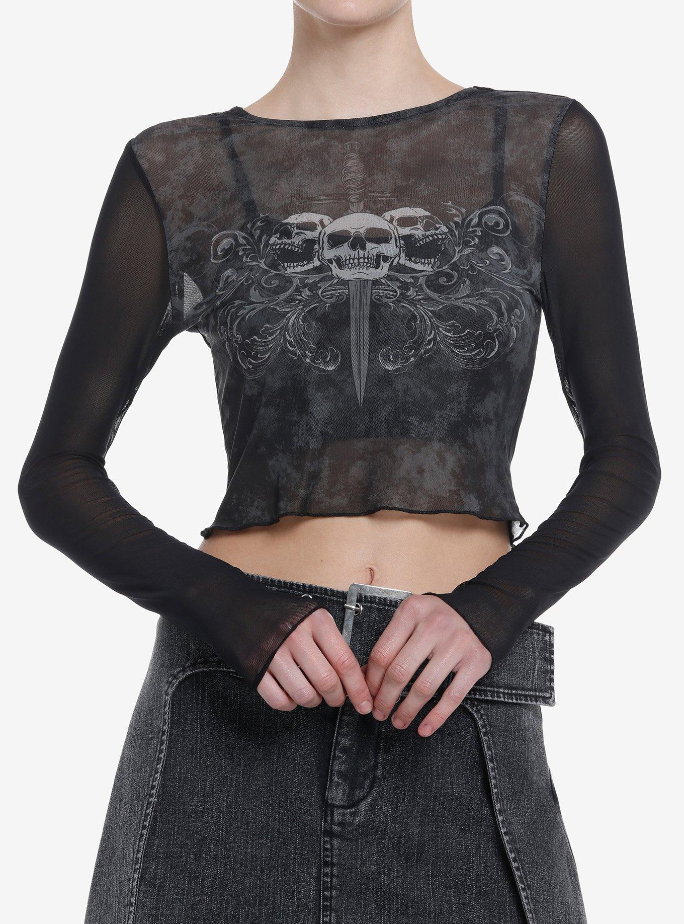 Social Collision Skulls & Dagger Twofer Girls Long-Sleeve Top