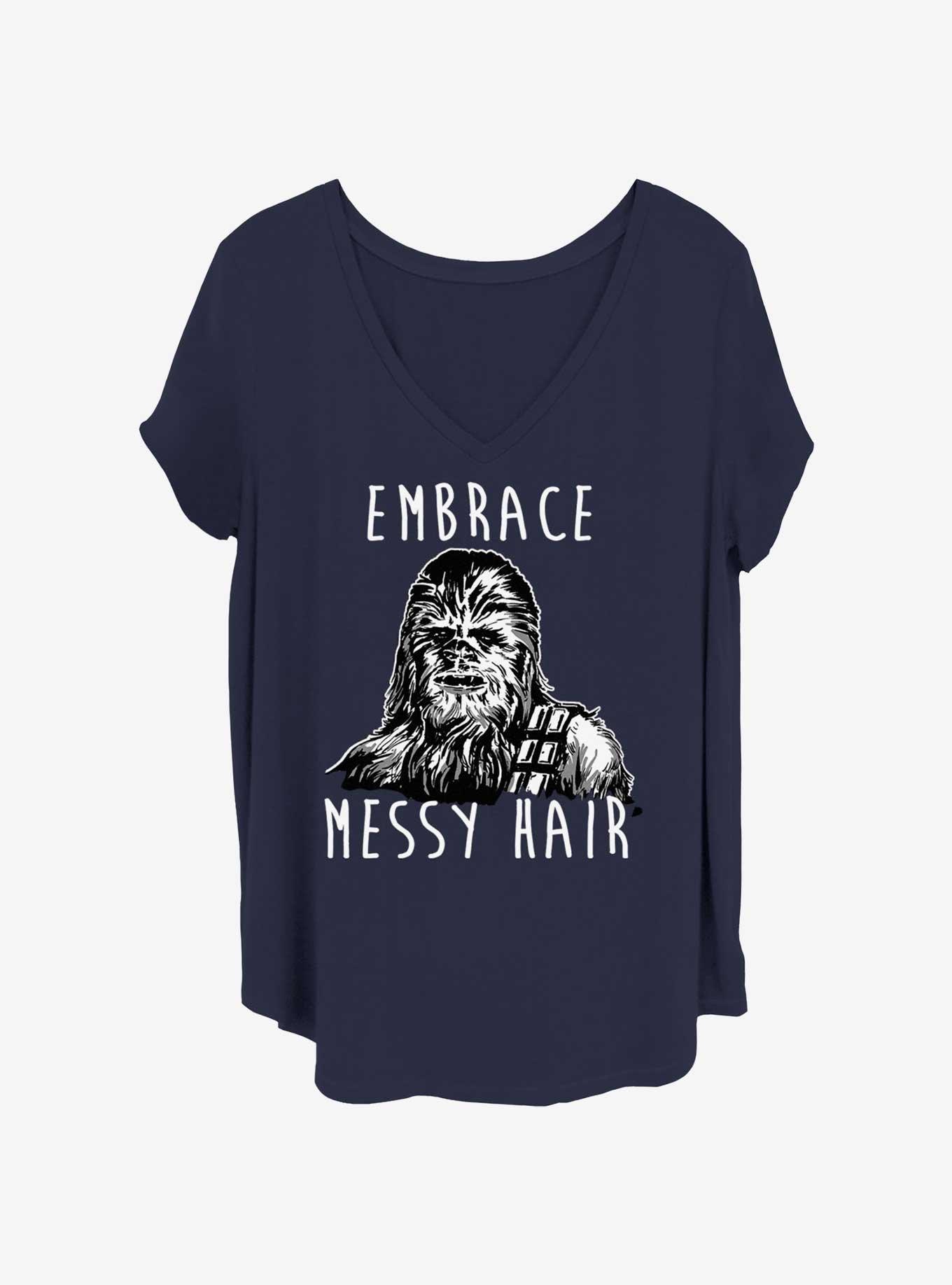 Star Wars Chewie Embrace Messy Hair Girls T-Shirt Plus Size, NAVY, hi-res