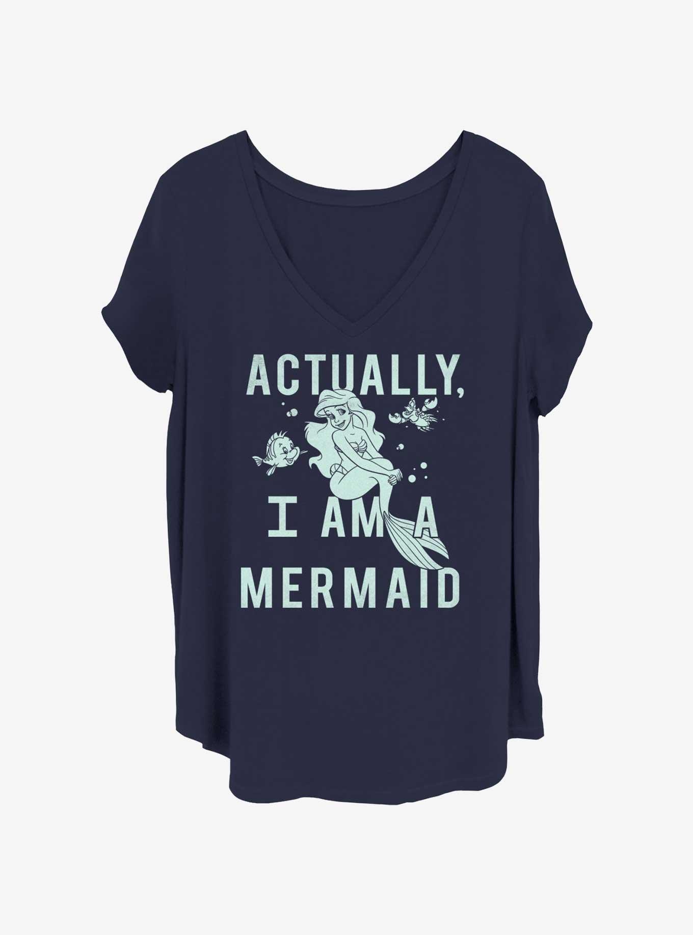 Disney The Little Mermaid Actual Mermaid Girls T-Shirt Plus Size, NAVY, hi-res