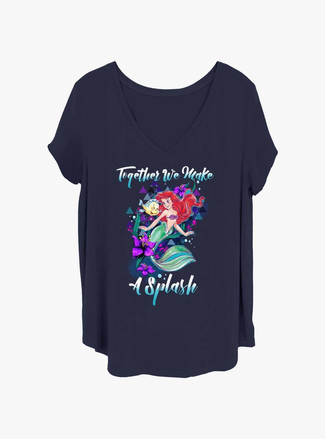 Disney The Little Mermaid Make A Splash Girls T-Shirt Plus Size, NAVY, hi-res