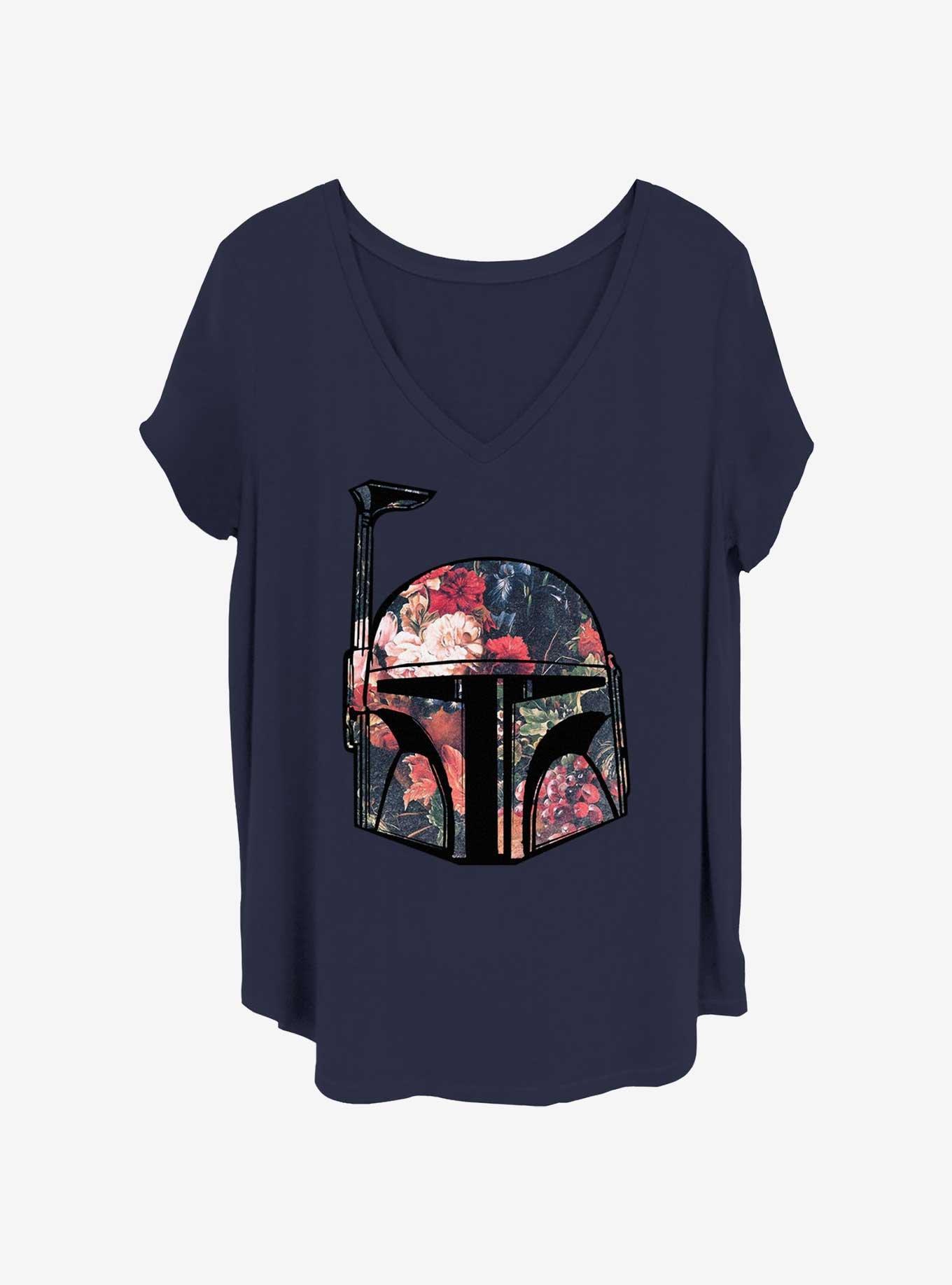 Star Wars Boba Fett Floral Helmet Girls T-Shirt Plus Size