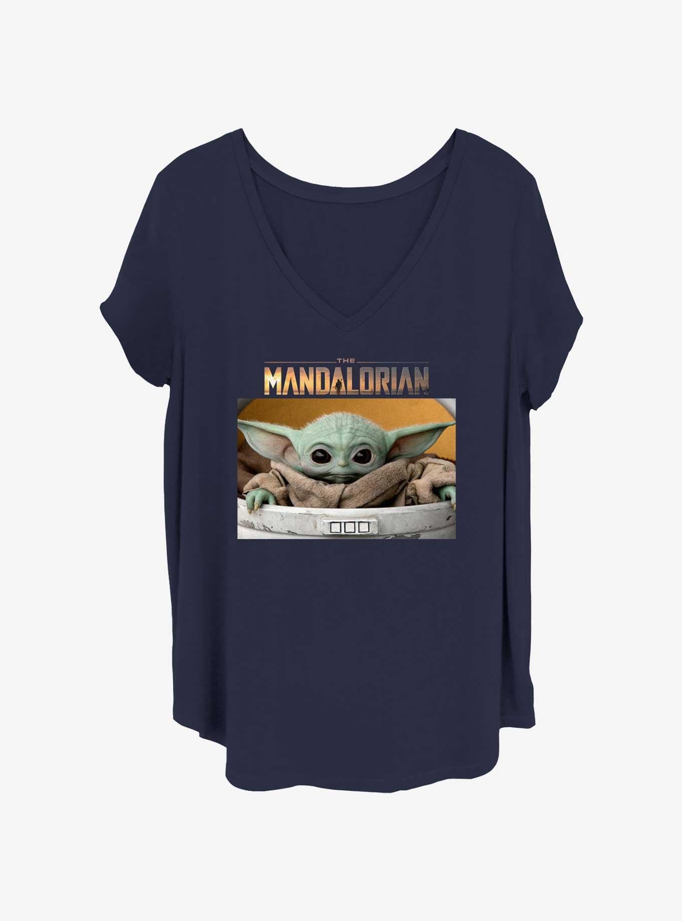 Star Wars The Mandalorian Grogu Portrait Girls T-Shirt Plus Size, NAVY, hi-res