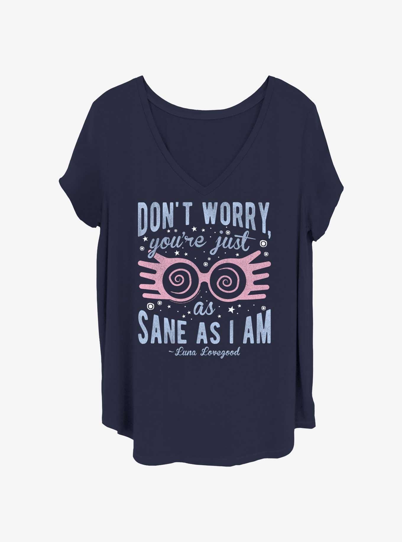 Harry Potter Just As Sane As Luna Girls T-Shirt Plus Size, NAVY, hi-res