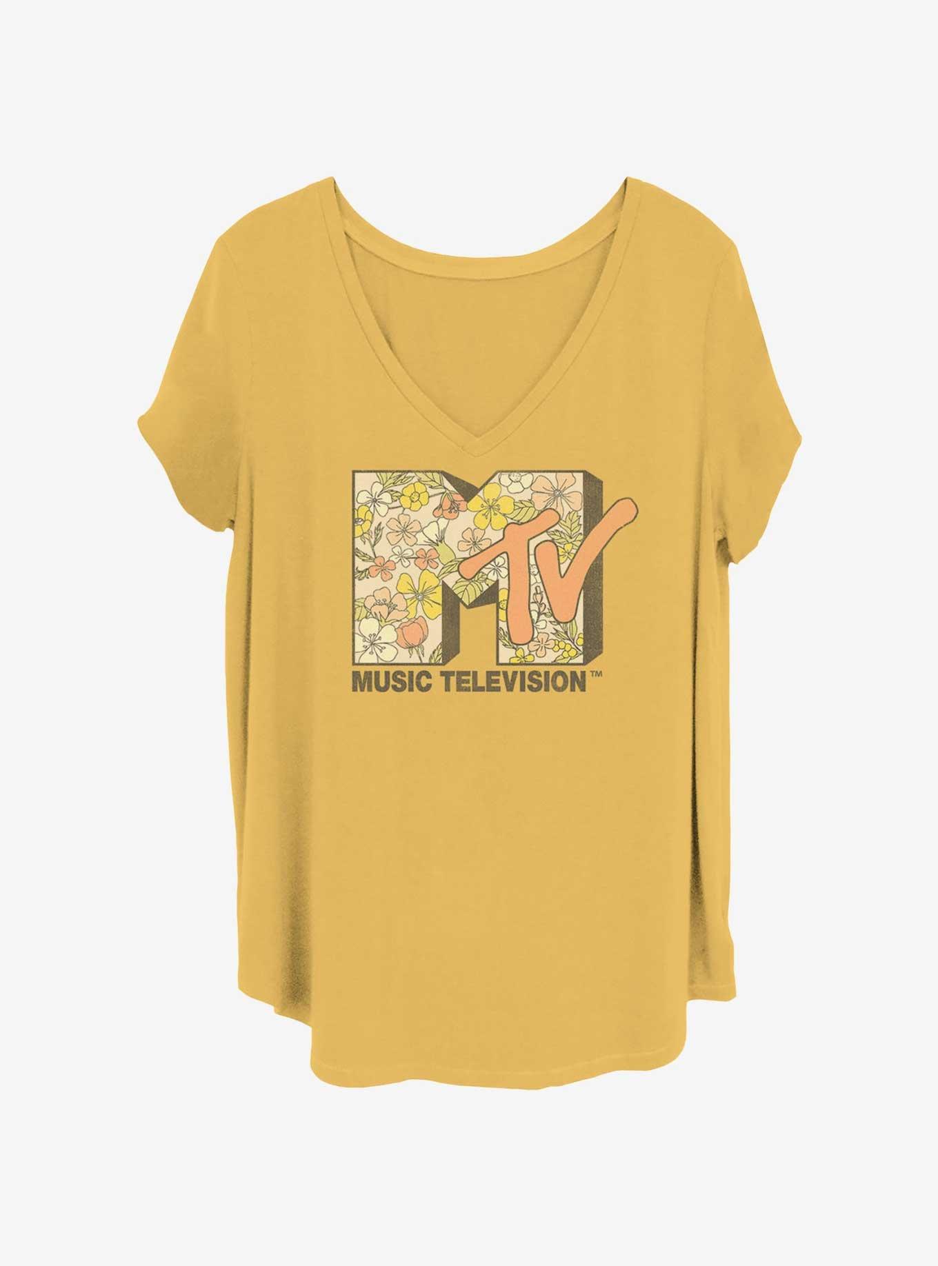 MTV Floral Logo Girls T-Shirt Plus Size, OCHRE, hi-res