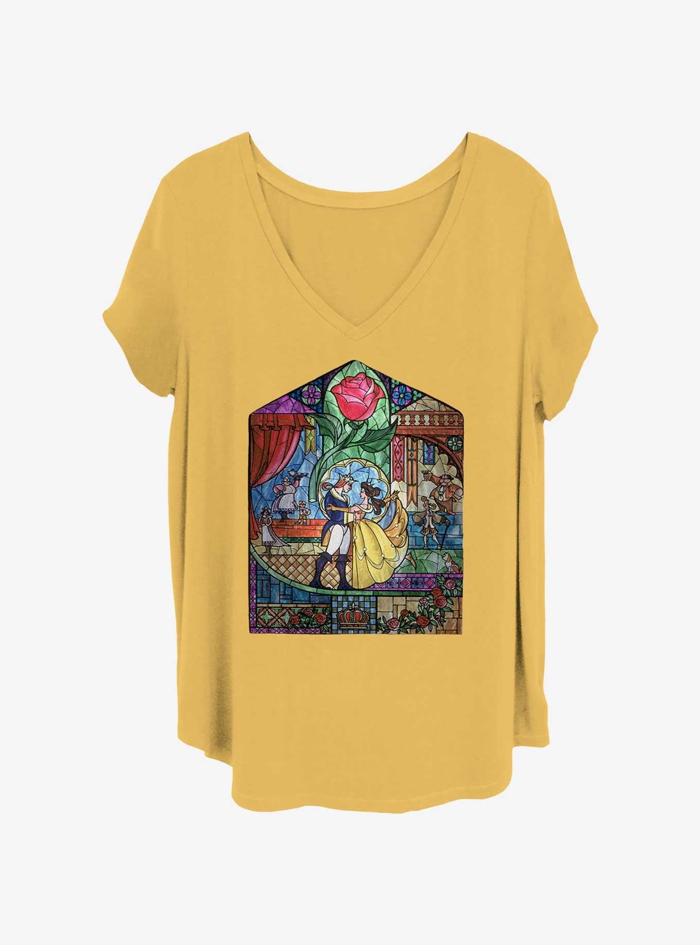 Disney Beauty and the Beast Stained Glass Beauty Girls T-Shirt Plus Size, OCHRE, hi-res
