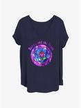 Disney Beauty and the Beast Stained Glass Rose Badge Girls T-Shirt Plus Size, NAVY, hi-res