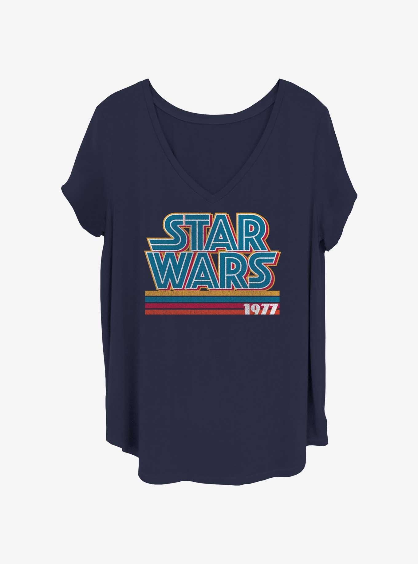 Star Wars Stripes Logo Girls T-Shirt Plus Size, NAVY, hi-res