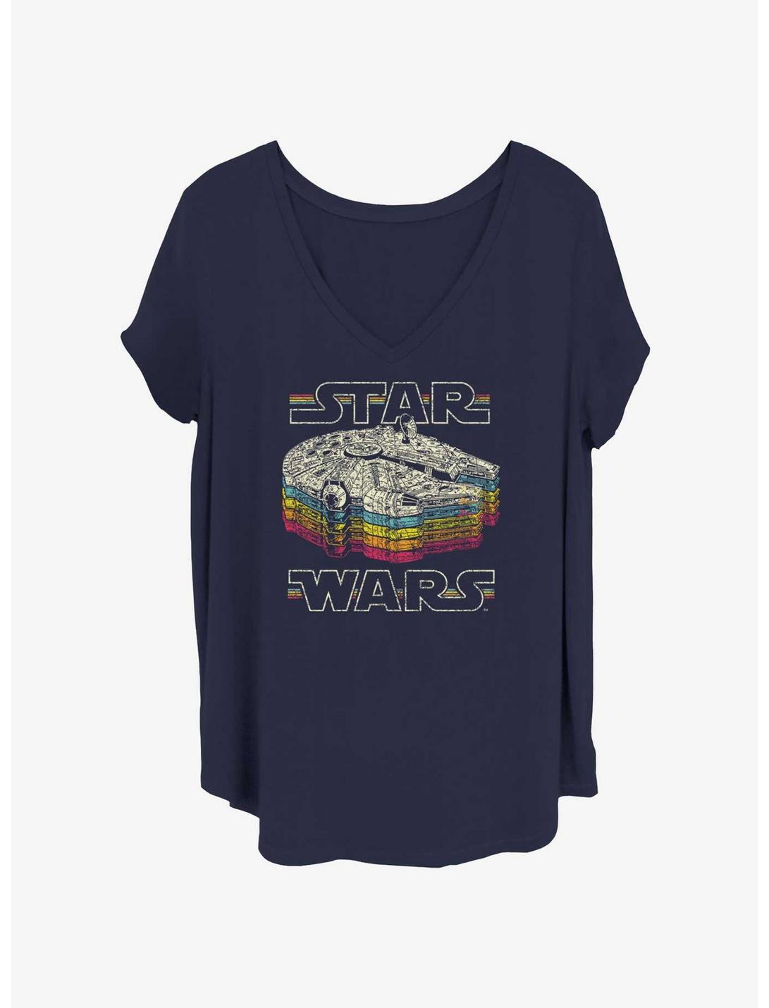 Star Wars Retro Color Womens T-Shirt Plus Size, NAVY, hi-res