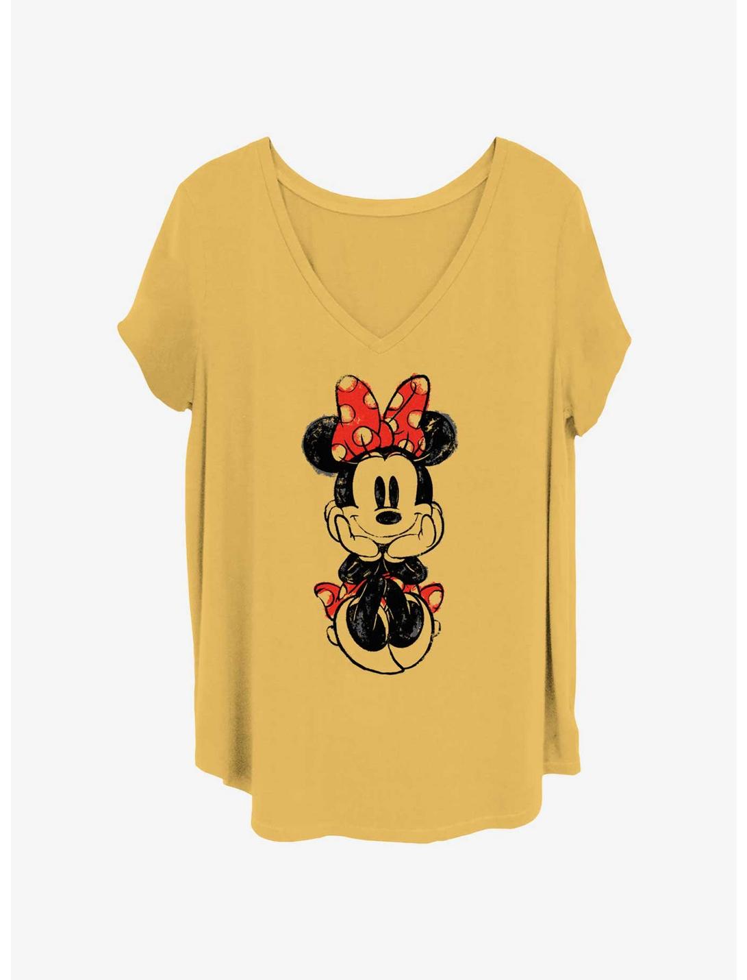 Disney Minnie Mouse Sitting Minnie Sketch Womens T-Shirt Plus Size, OCHRE, hi-res