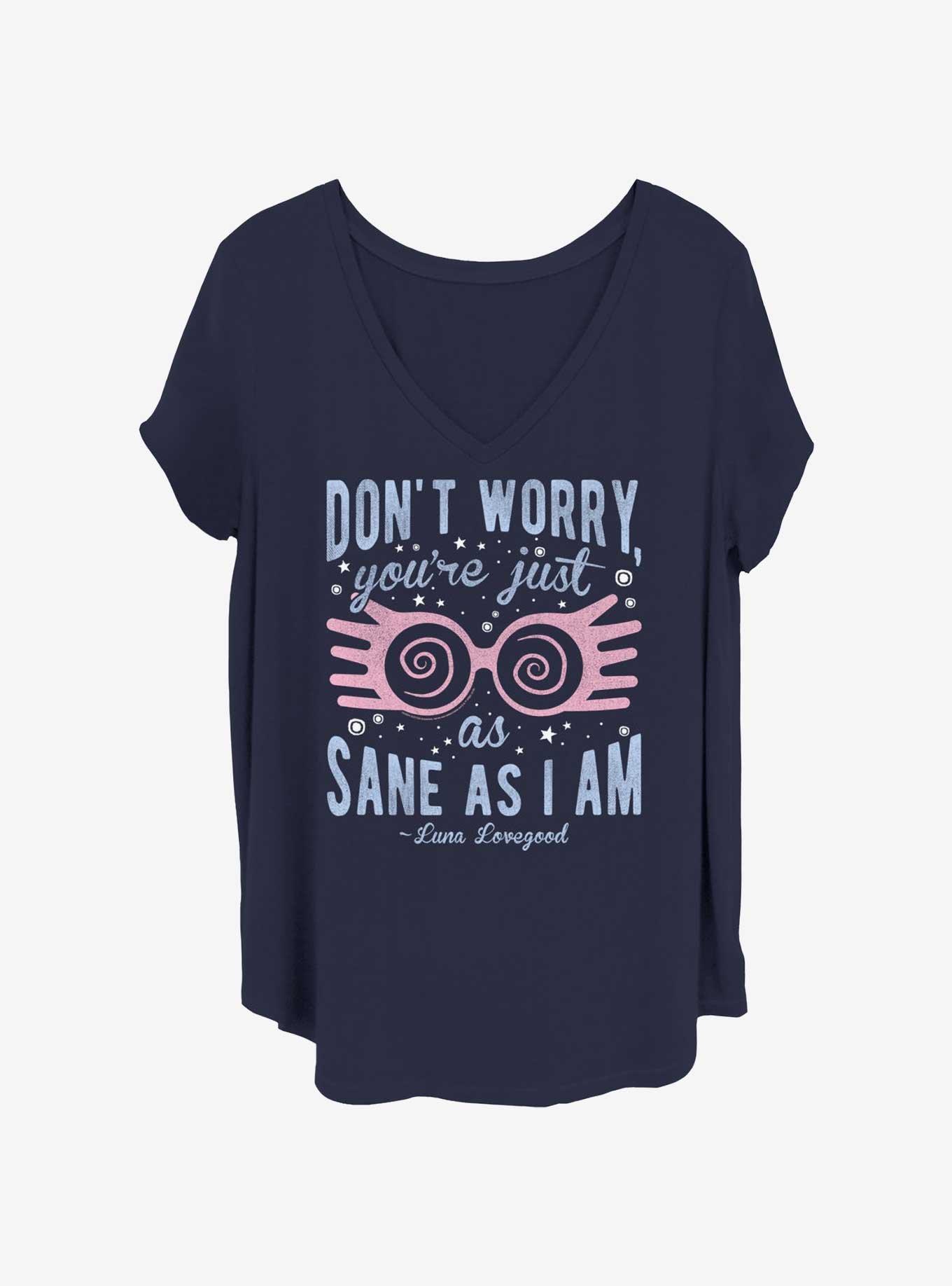 Harry Potter Just As Sane As Luna Womens T-Shirt Plus Size, NAVY, hi-res
