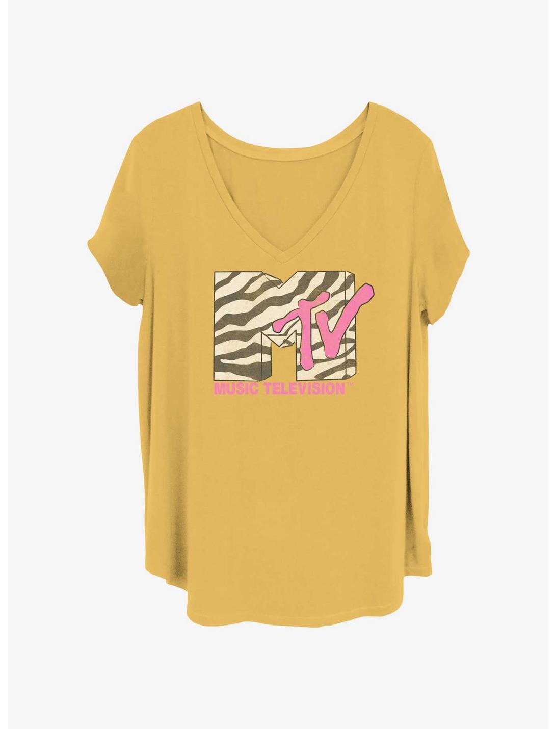 MTV Zebra Logo Womens T-Shirt Plus Size, OCHRE, hi-res