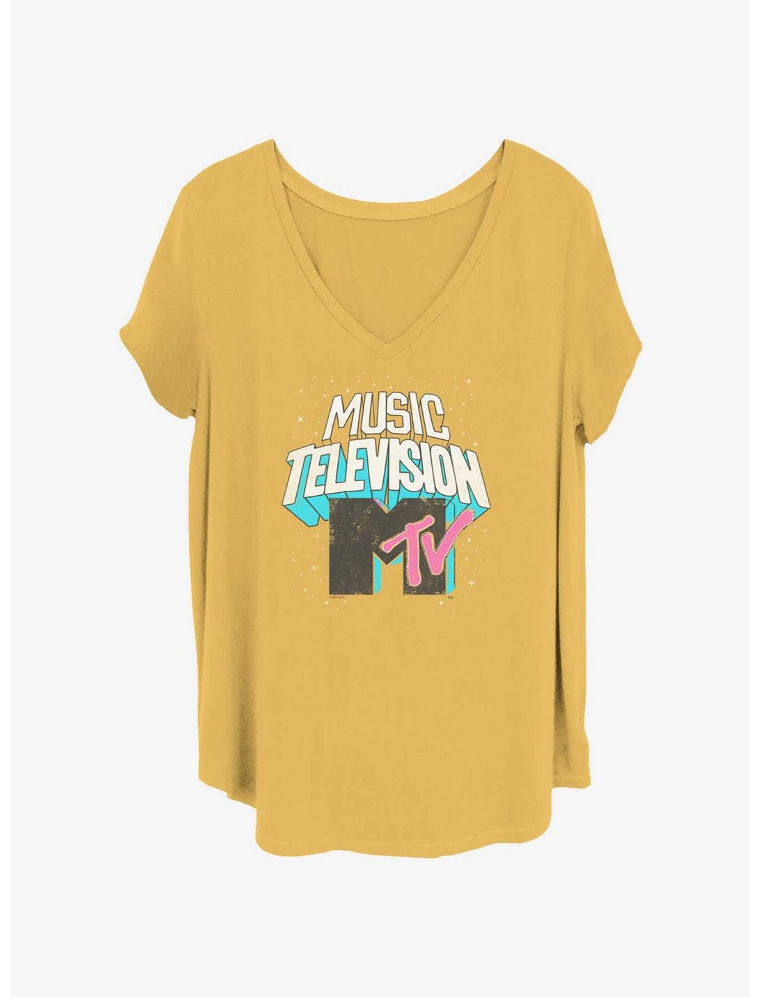 MTV Music Television Logo Womens T-Shirt Plus Size, OCHRE, hi-res