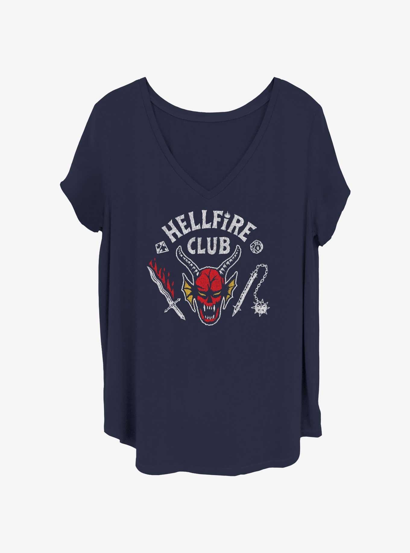Stranger Things Hellfire Club Womens T-Shirt Plus Size, NAVY, hi-res