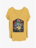 Disney Beauty and the Beast Stained Glass Beauty Womens T-Shirt Plus Size, OCHRE, hi-res