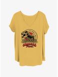 Jurassic Park T-Rex Badge Womens T-Shirt Plus Size, OCHRE, hi-res