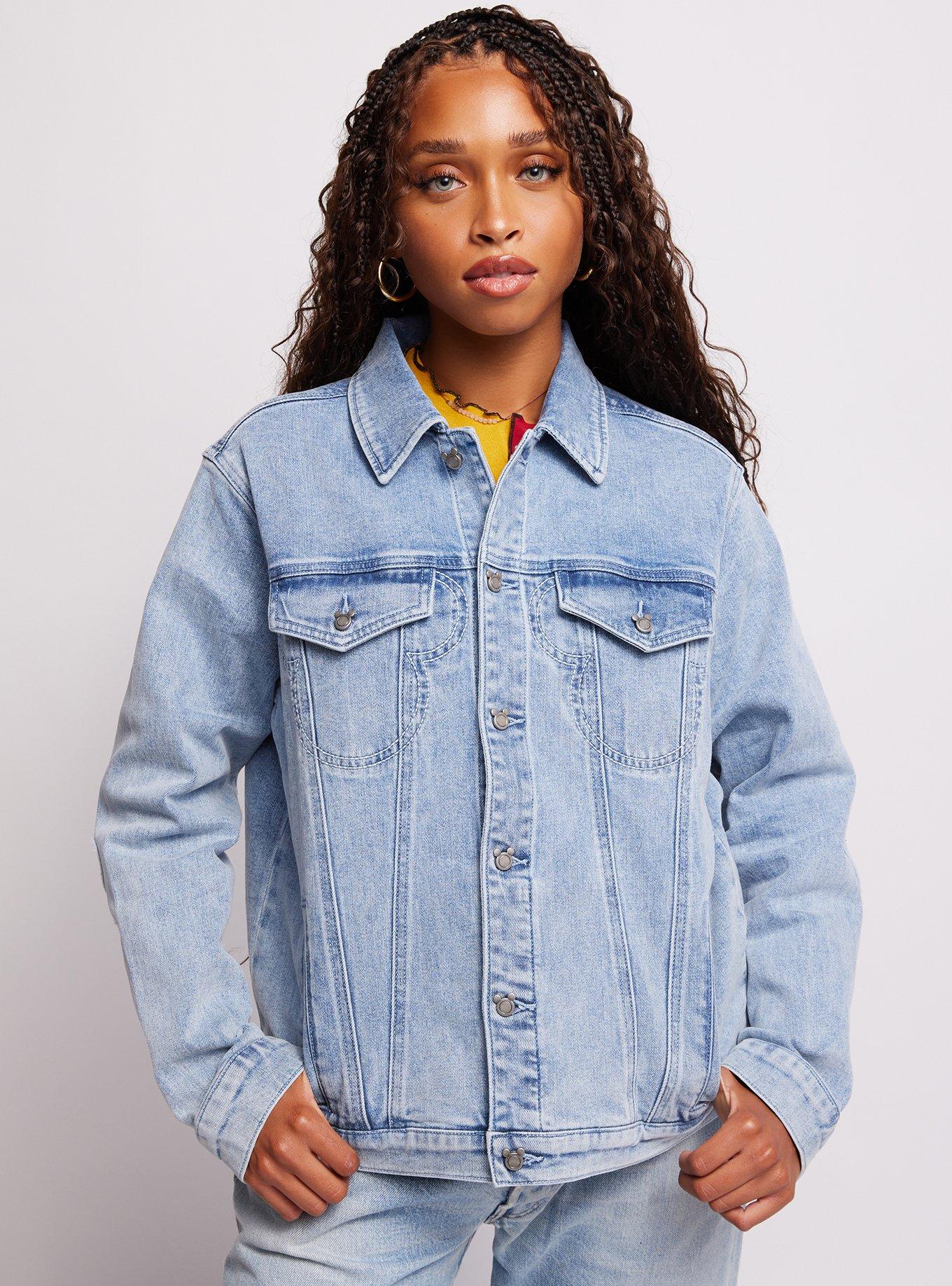 Pinstripe Boxy Denim Jackets