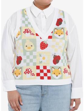 Thorn & Fable Forest Creatures Girls Sweater Vest Plus Size, , hi-res