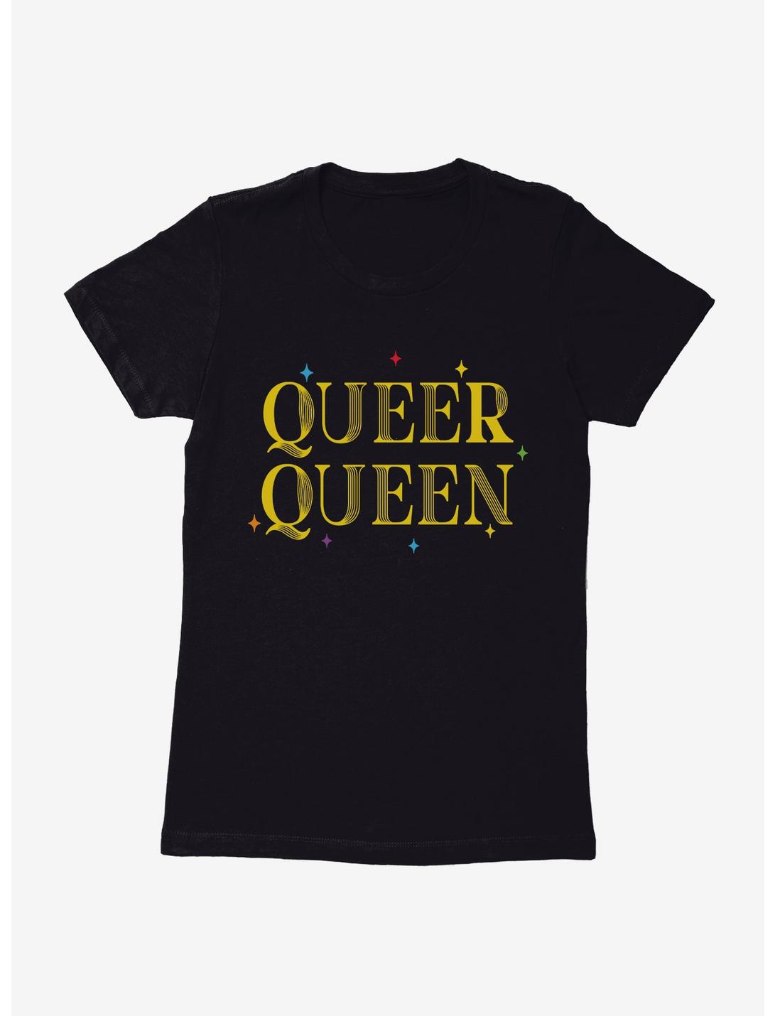 Pride Queer Queen Sparkle Womens T-Shirt, BLACK, hi-res