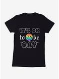 Pride It's Ok Smiley Rainbow Face Womens T-Shirt, BLACK, hi-res