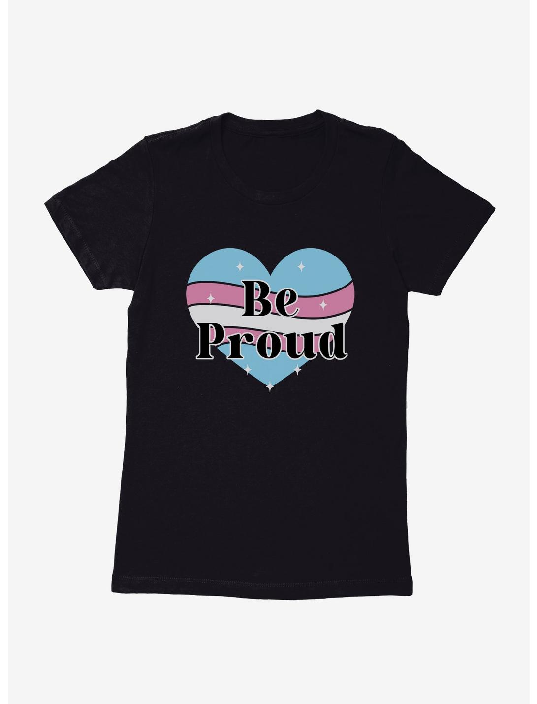 Pride Be Proud Heart Transgender Colors Womens T-Shirt, BLACK, hi-res