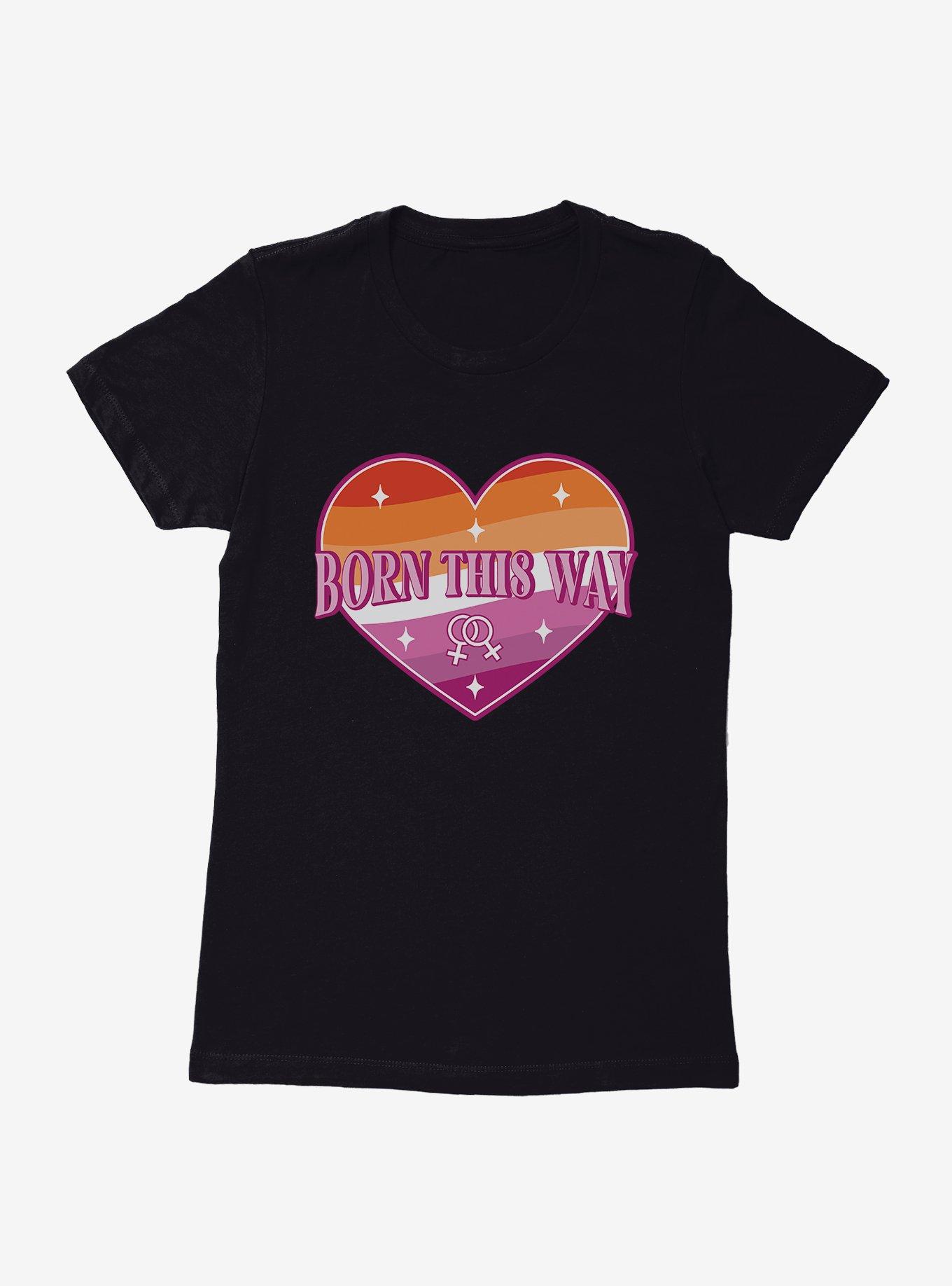 Pride Born This Way Lesbian Heart Womens T-Shirt, , hi-res