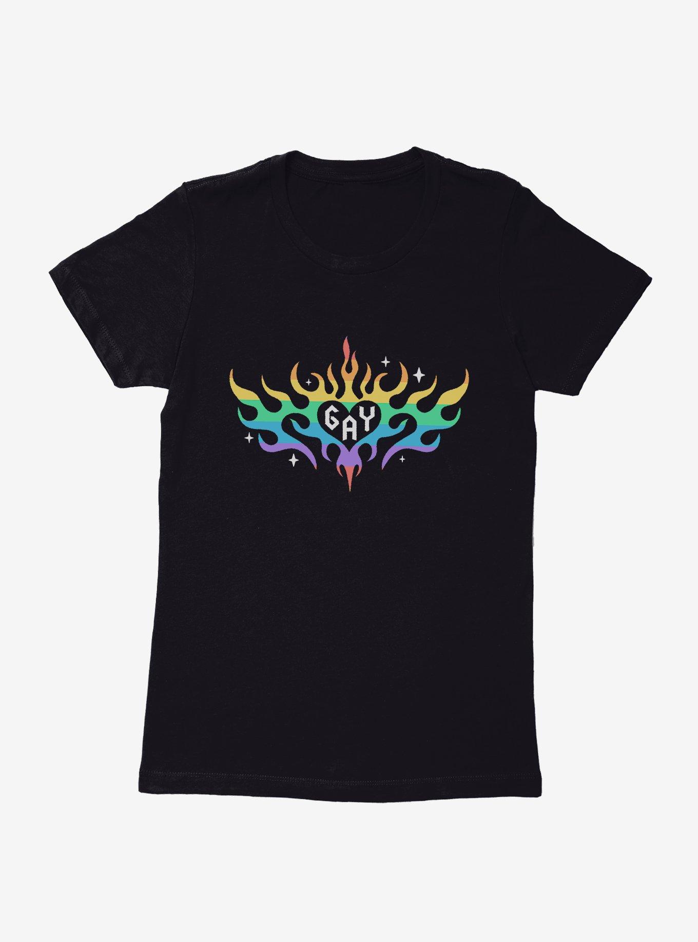 Pride Rainbow Flame Heart Womens T-Shirt, , hi-res