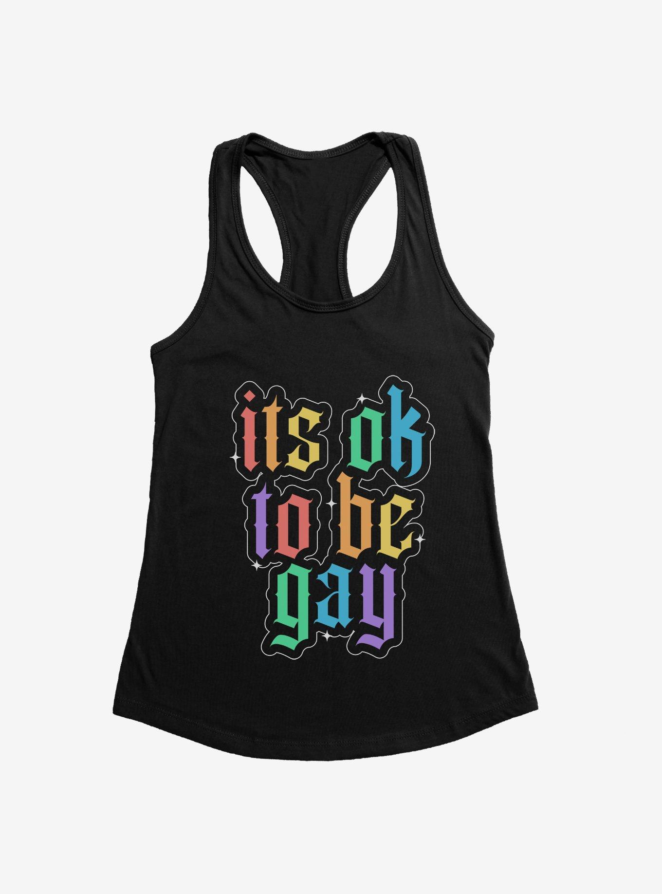 Pride It's Ok To Be Gay Womens Tank Top, BLACK, hi-res