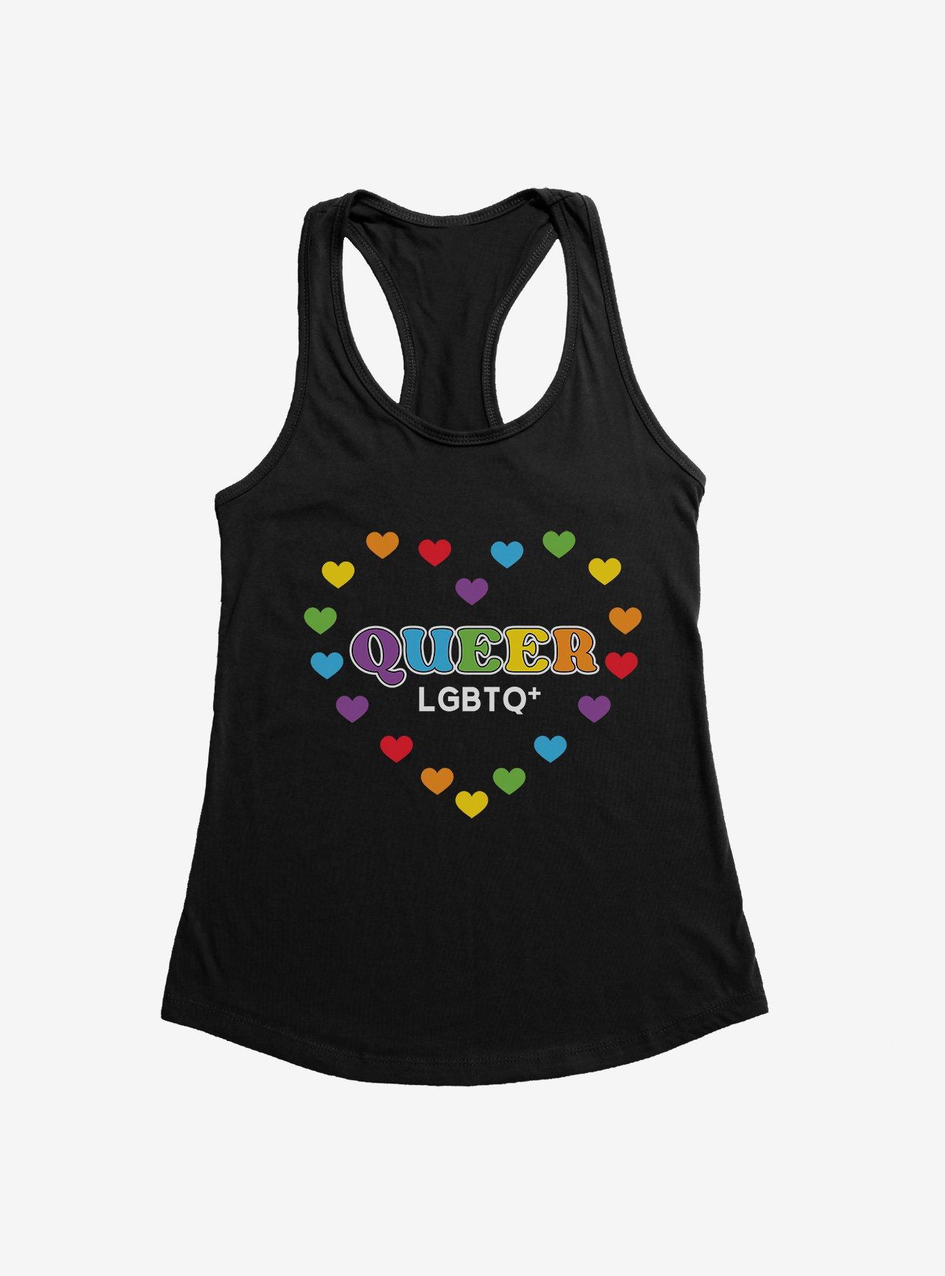 Pride Queer Hearts Womens Tank Top, BLACK, hi-res