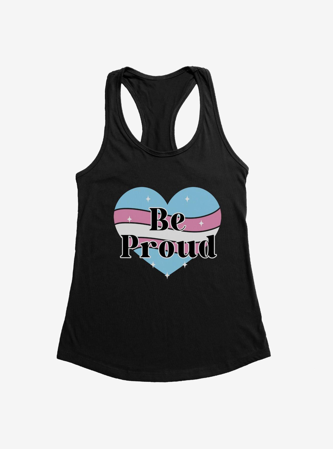 Pride Be Proud Heart Transgender Colors Womens Tank Top, BLACK, hi-res