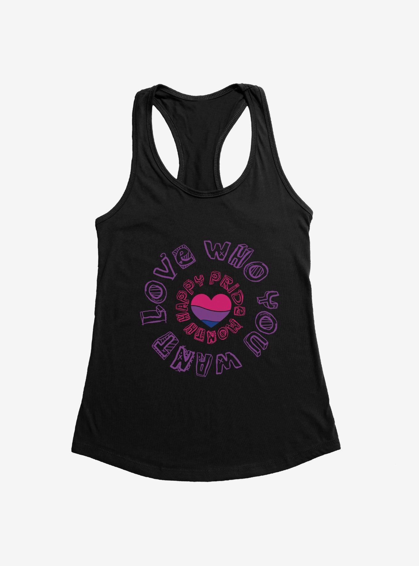 Pride Bisexual Heart Love Who You Want Womens Tank Top, BLACK, hi-res