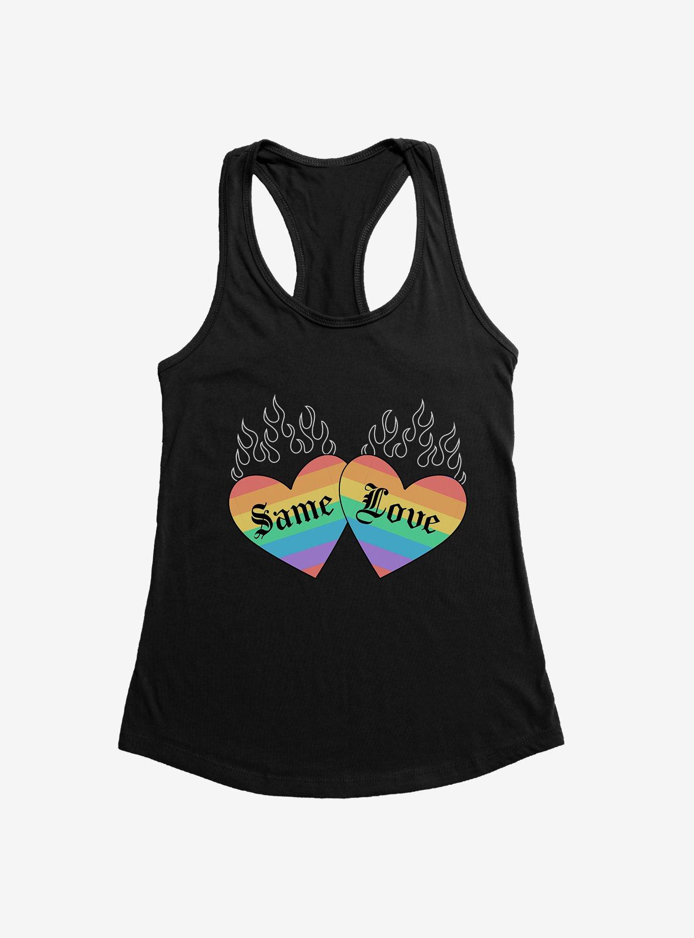 Pride Same Love Rainbow Hearts Womens Tank Top, BLACK, hi-res