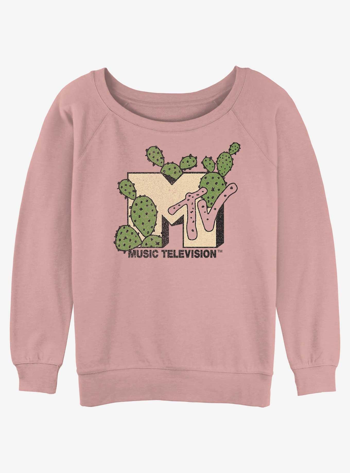 MTV Succulents Logo Womens Slouchy Sweatshirt, DESERTPNK, hi-res