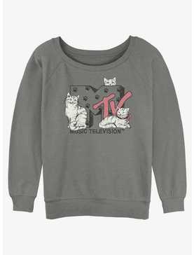 MTV Meowsic Television Cat Logo Womens Slouchy Sweatshirt, , hi-res