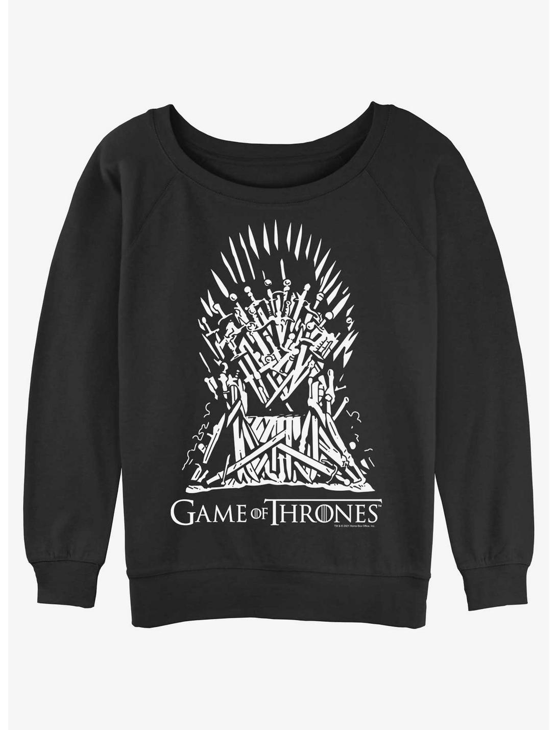Game of Thrones The Iron Throne Logo Womens Slouchy Sweatshirt, BLACK, hi-res