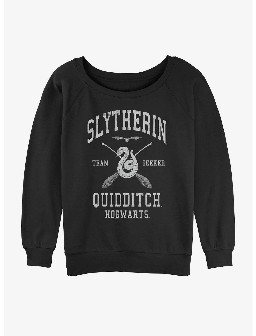 Harry Potter Slytherin Quidditch Seeker Womens Slouchy Sweatshirt, BLACK, hi-res