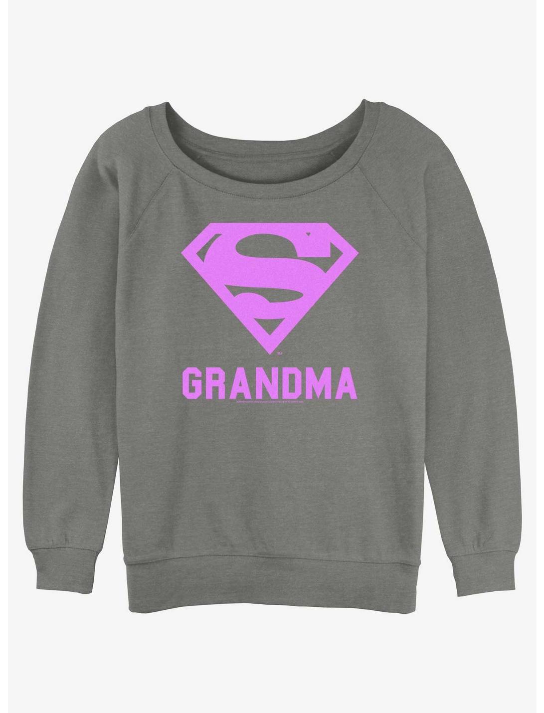 DC Comics Superman Super Grandma Womens Slouchy Sweatshirt, GRAY HTR, hi-res