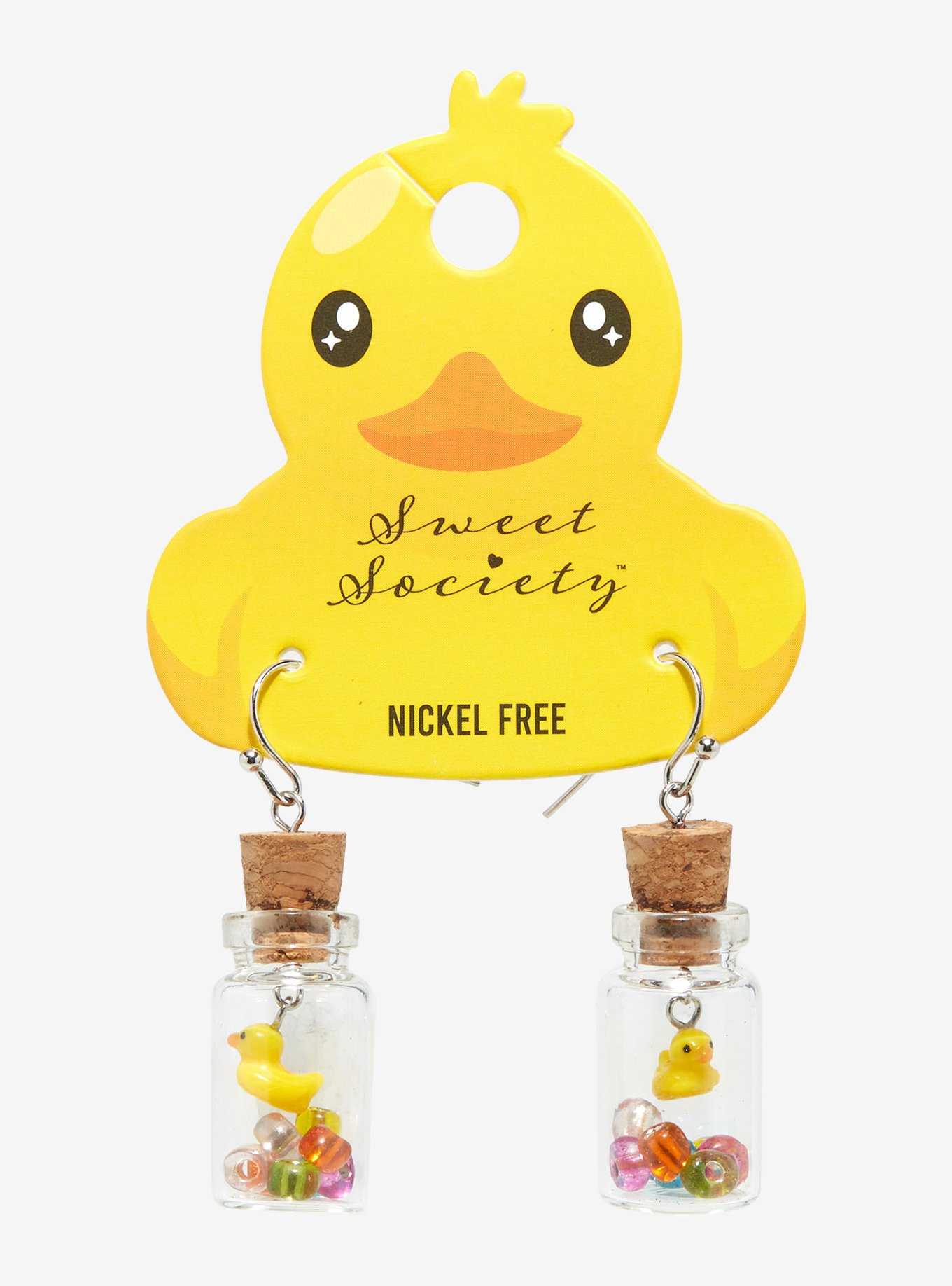 Sweet Society Rubber Duckie Jar Drop Earrings | Hot Topic