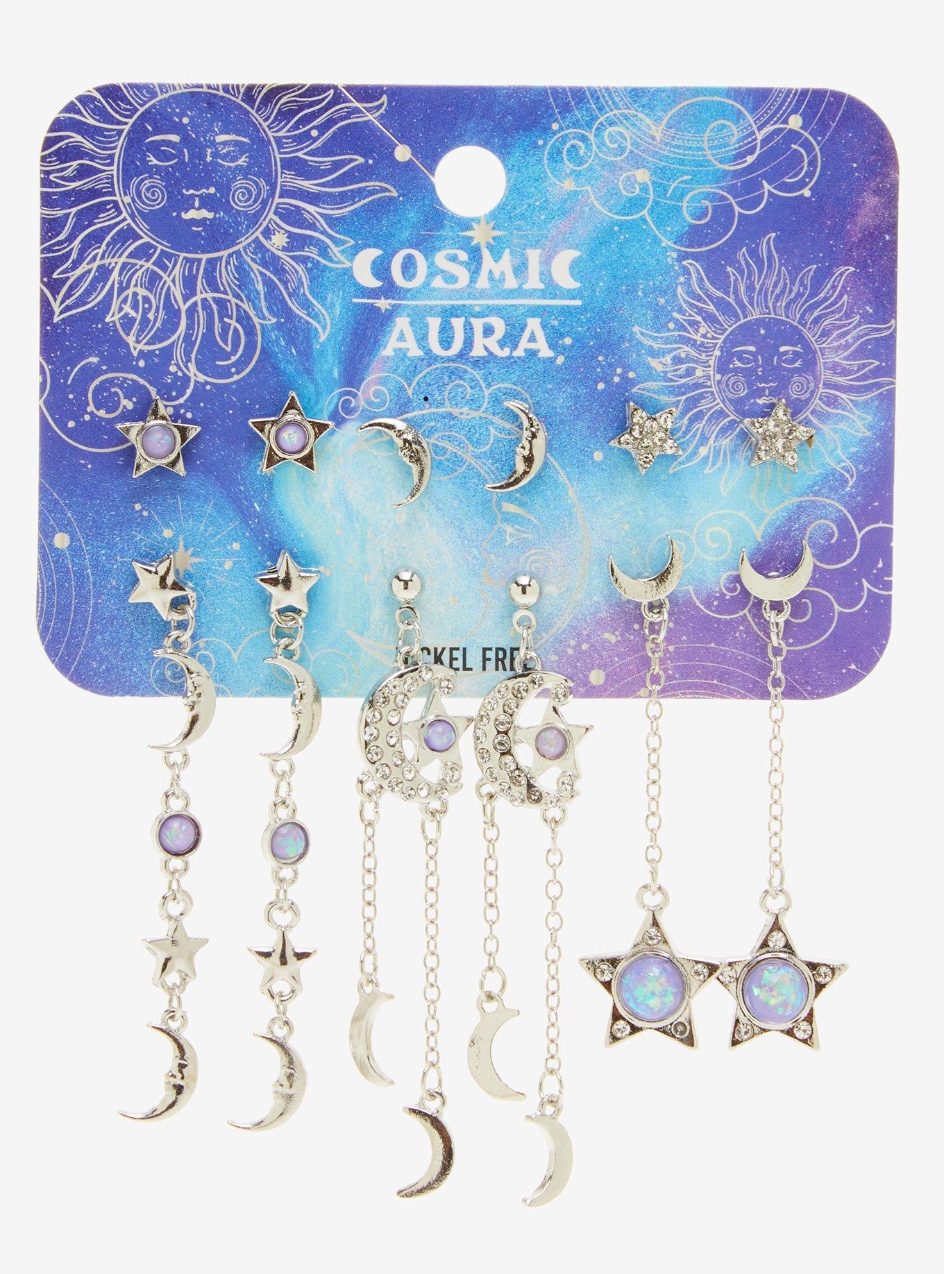 Cosmic Aura Star & Moon Opal Earring Set, , hi-res