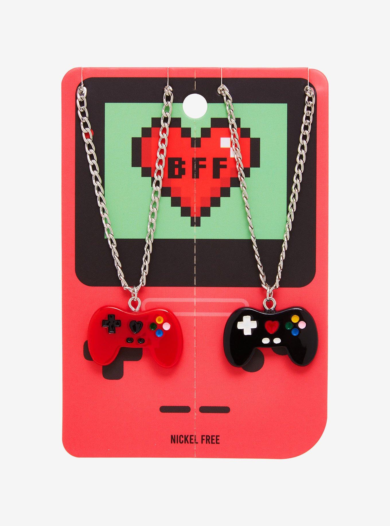 Red & Black Game Controller Best Friend Necklace Set, , hi-res