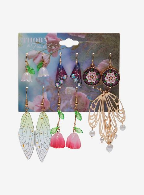 Thorn & Fable Flower Wings Earring Set | Hot Topic