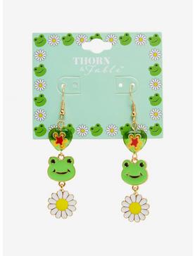 Thorn & Fable Frog & Flower Drop Earrings, , hi-res