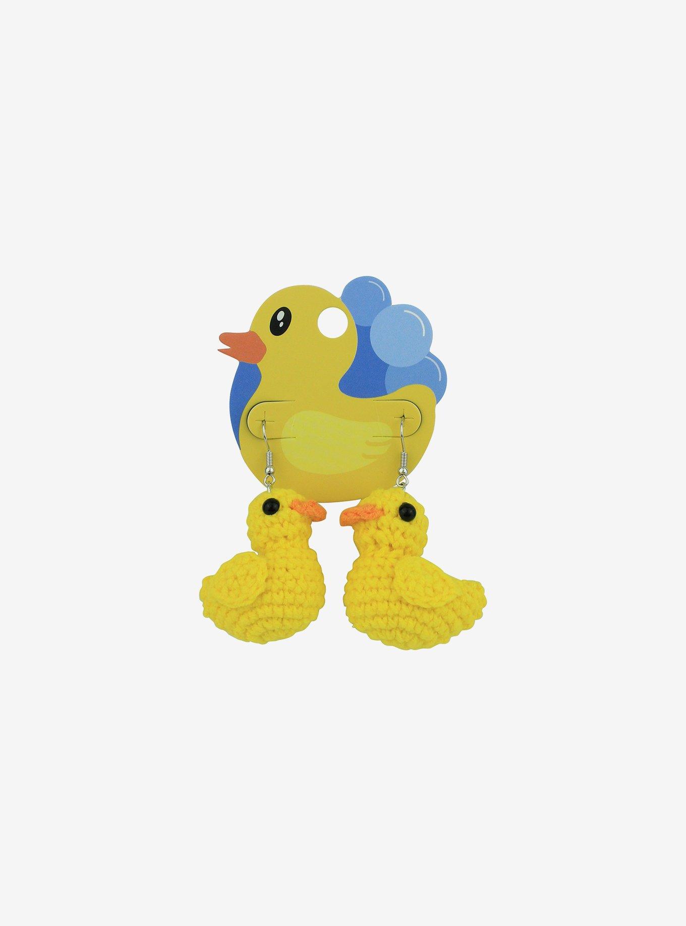 Rubber Duck Crochet Earrings, , hi-res