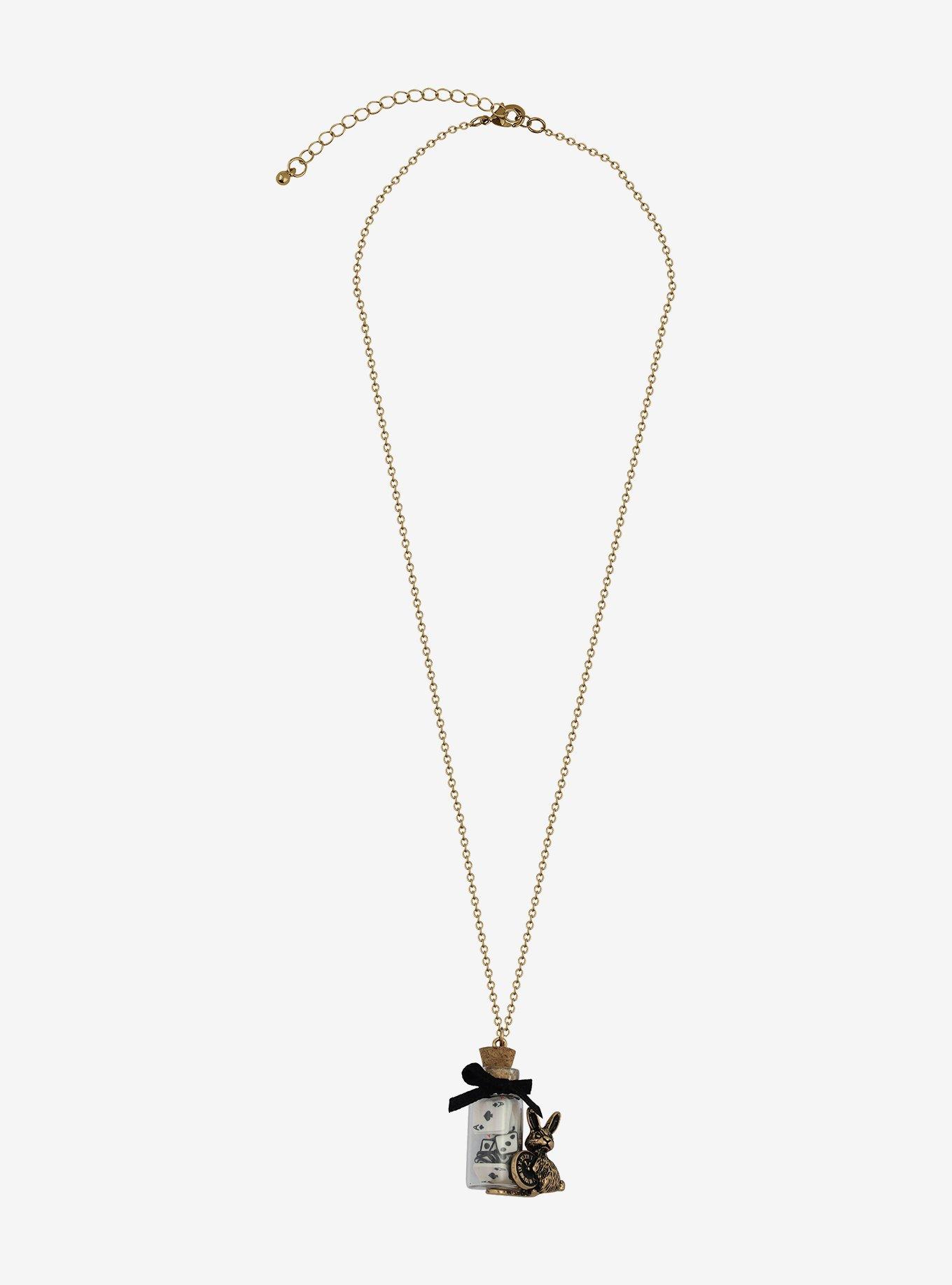 Rabbit Playing Card Bottle Necklace, , hi-res