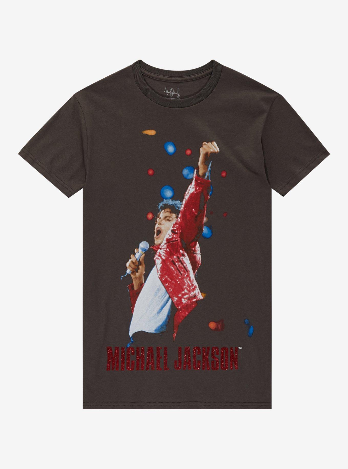 Michael Jackson Glitter Name Boyfriend Fit Girls T-Shirt, CHARCOAL, hi-res