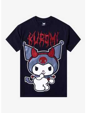 Kuromi Devil Red Glitter Boyfriend Fit Girls T-Shirt, , hi-res