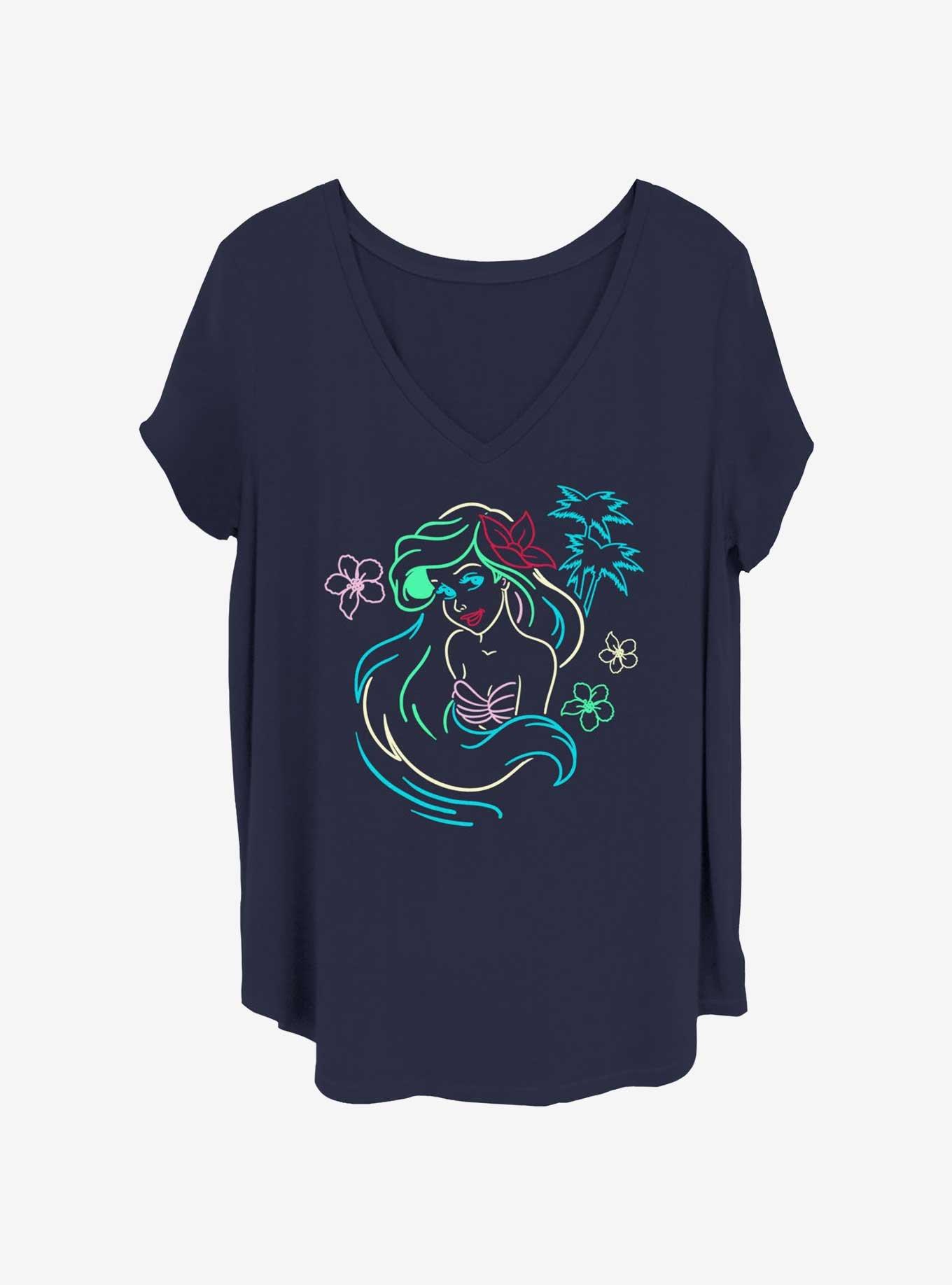 Disney The Little Mermaid Ariel Lights Womens T-Shirt Plus Size, NAVY, hi-res