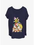 Disney Snow White and the Seven Dwarfs Squad Dwarf Stack Womens T-Shirt Plus Size, NAVY, hi-res