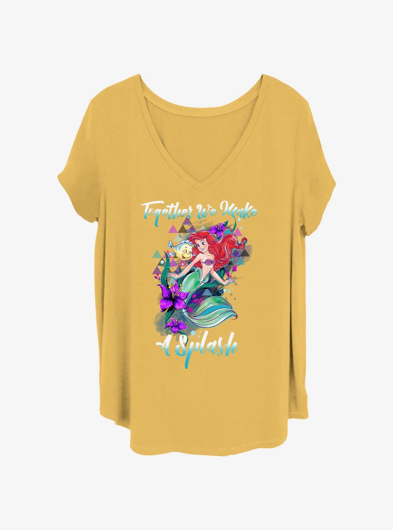 Disney The Little Mermaid Make A Splash Womens T-Shirt Plus Size, OCHRE, hi-res